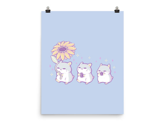 Cute Hamsters With Sunflower