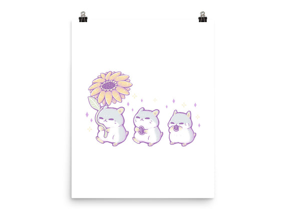 Cute Hamsters With Sunflower