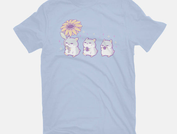 Cute Hamsters With Sunflower