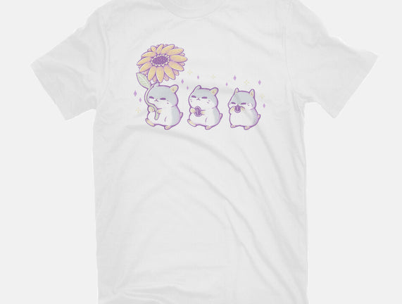 Cute Hamsters With Sunflower