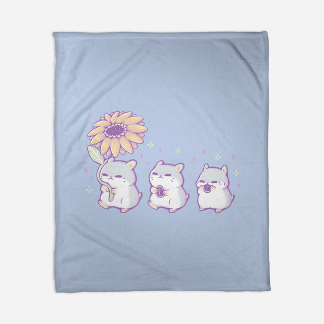 Cute Hamsters With Sunflower-None-Fleece-Blanket-xMorfina