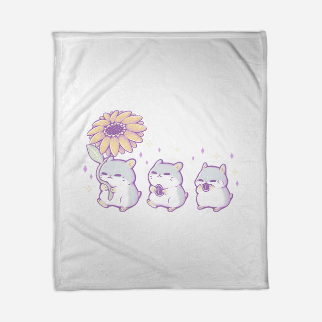 Cute Hamsters With Sunflower-None-Fleece-Blanket-xMorfina