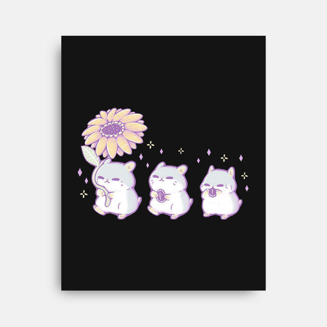 Cute Hamsters With Sunflower-None-Stretched-Canvas-xMorfina