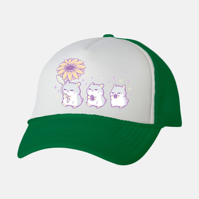 Cute Hamsters With Sunflower-Unisex-Trucker-Hat-xMorfina