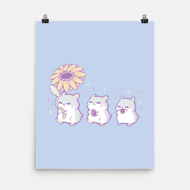 Cute Hamsters With Sunflower-None-Matte-Poster-xMorfina