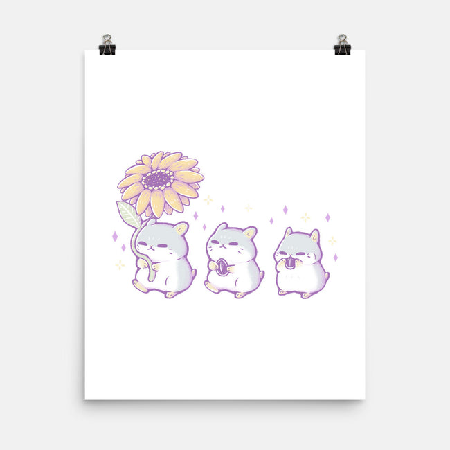 Cute Hamsters With Sunflower-None-Matte-Poster-xMorfina