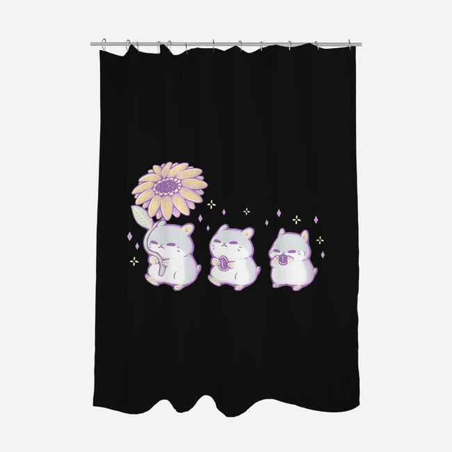 Cute Hamsters With Sunflower-None-Polyester-Shower Curtain-xMorfina