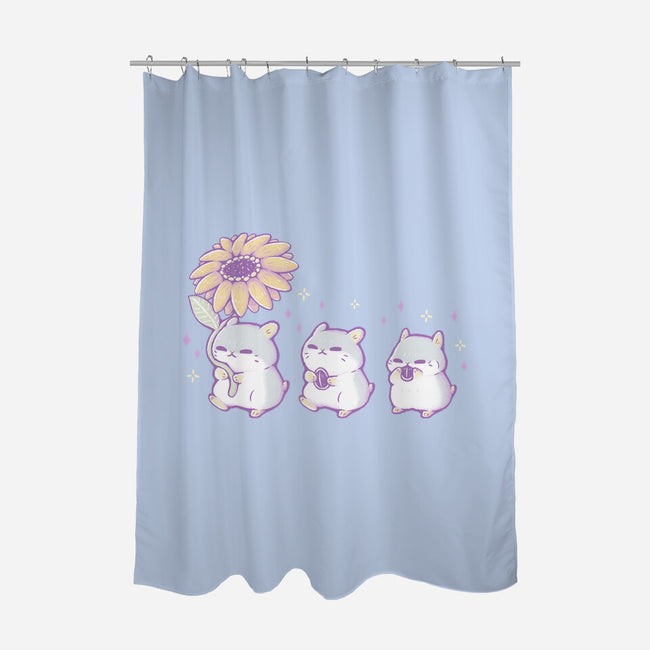 Cute Hamsters With Sunflower-None-Polyester-Shower Curtain-xMorfina