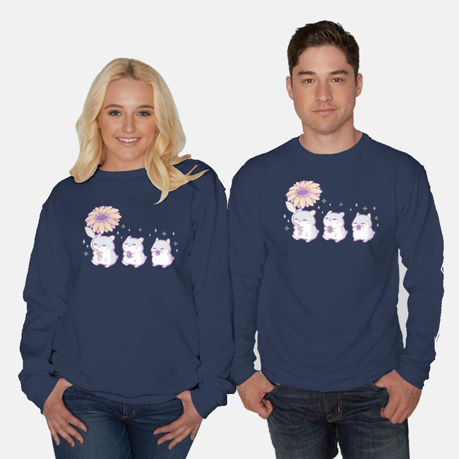 Cute Hamsters With Sunflower-Unisex-Crew Neck-Sweatshirt-xMorfina