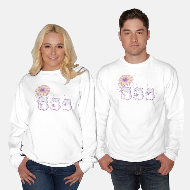 Cute Hamsters With Sunflower-Unisex-Crew Neck-Sweatshirt-xMorfina