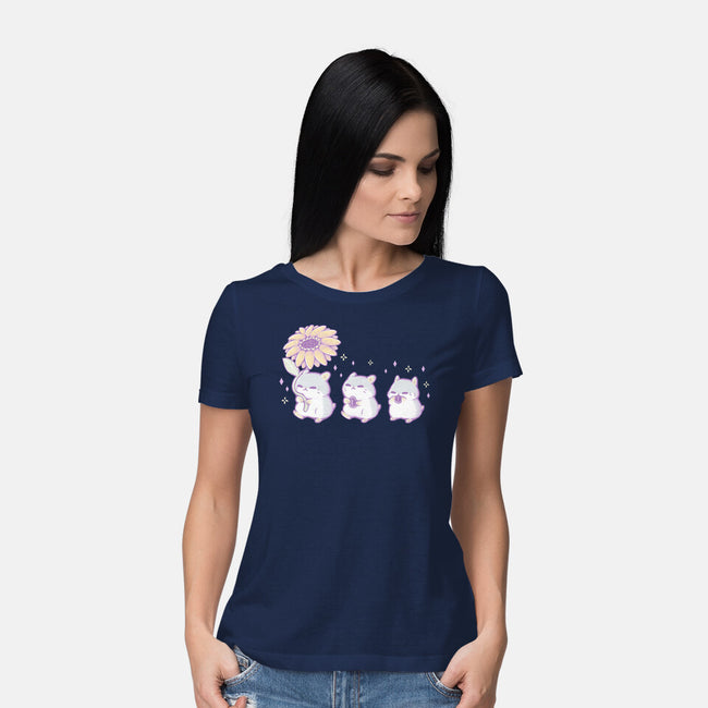Cute Hamsters With Sunflower-Womens-Basic-Tee-xMorfina