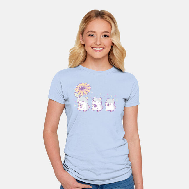 Cute Hamsters With Sunflower-Womens-Fitted-Tee-xMorfina