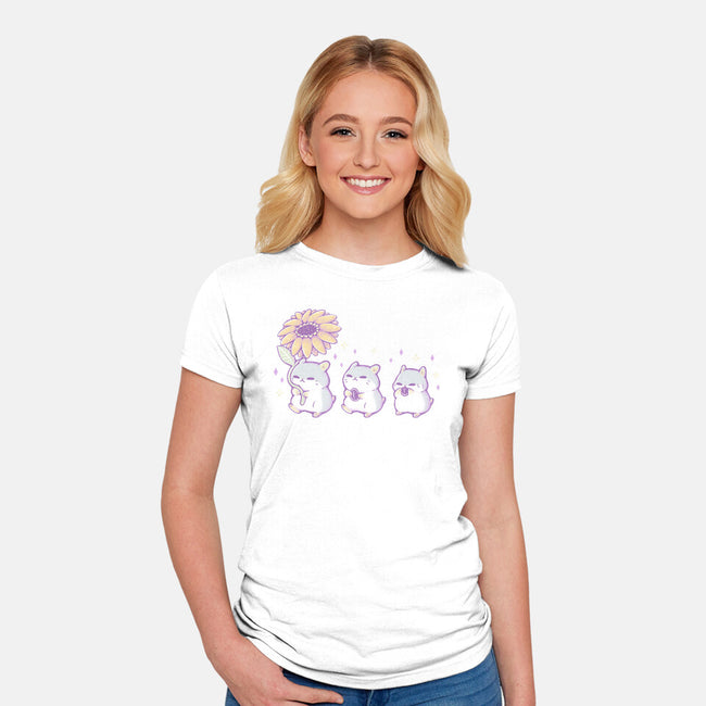 Cute Hamsters With Sunflower-Womens-Fitted-Tee-xMorfina