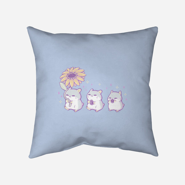 Cute Hamsters With Sunflower-None-Removable Cover w Insert-Throw Pillow-xMorfina