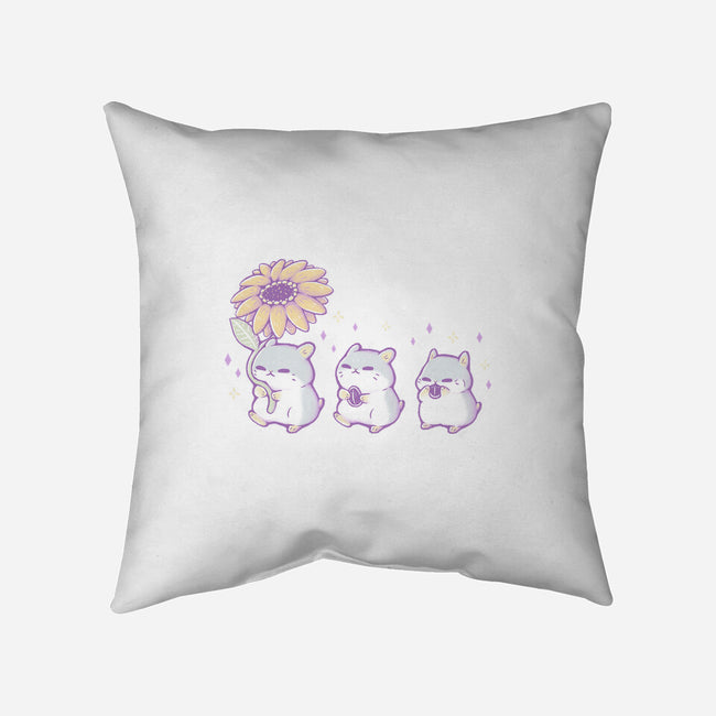 Cute Hamsters With Sunflower-None-Removable Cover w Insert-Throw Pillow-xMorfina