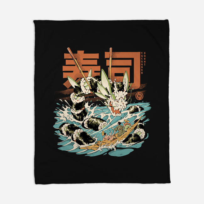 Cucumber Sushi Dragon-None-Fleece-Blanket-ilustrata