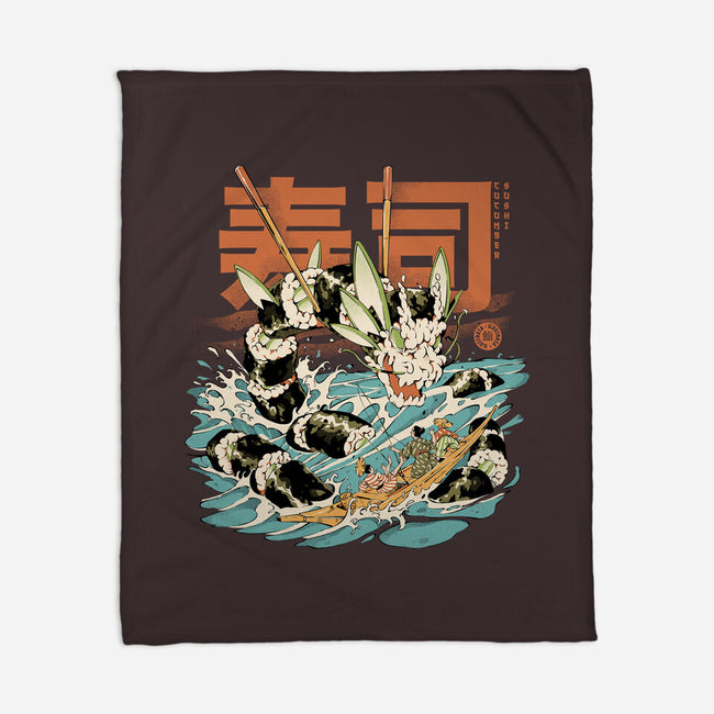 Cucumber Sushi Dragon-None-Fleece-Blanket-ilustrata