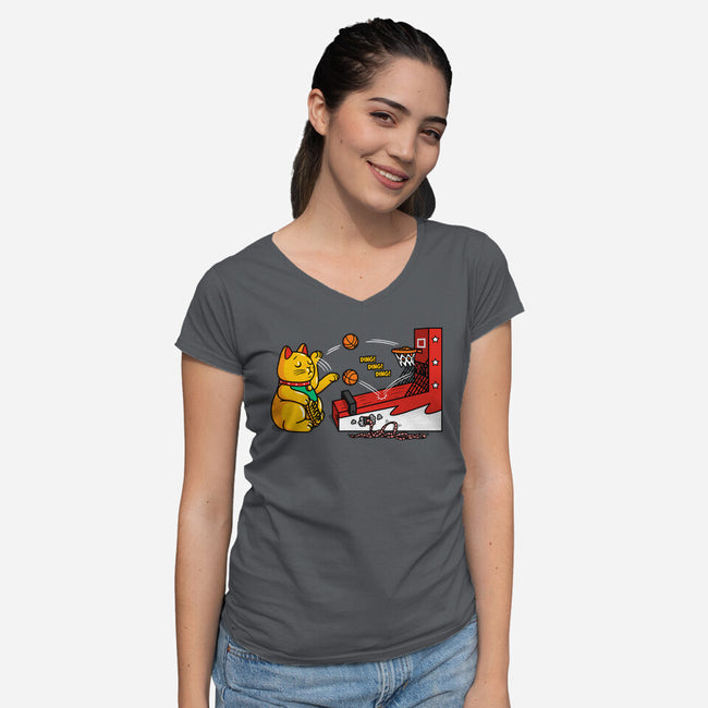 Arcade Record-Womens-V-Neck-Tee-Raffiti