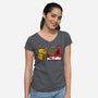 Arcade Record-Womens-V-Neck-Tee-Raffiti