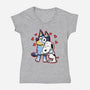 Dog Hug-Womens-V-Neck-Tee-nickzzarto