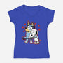 Dog Hug-Womens-V-Neck-Tee-nickzzarto