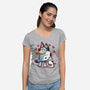Dog Hug-Womens-V-Neck-Tee-nickzzarto