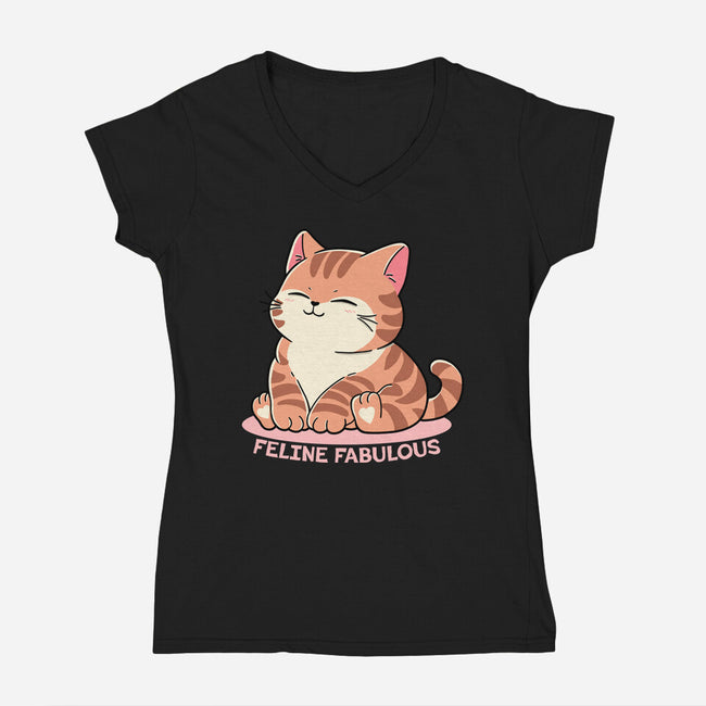 Feline Fabulous-Womens-V-Neck-Tee-fanfreak1