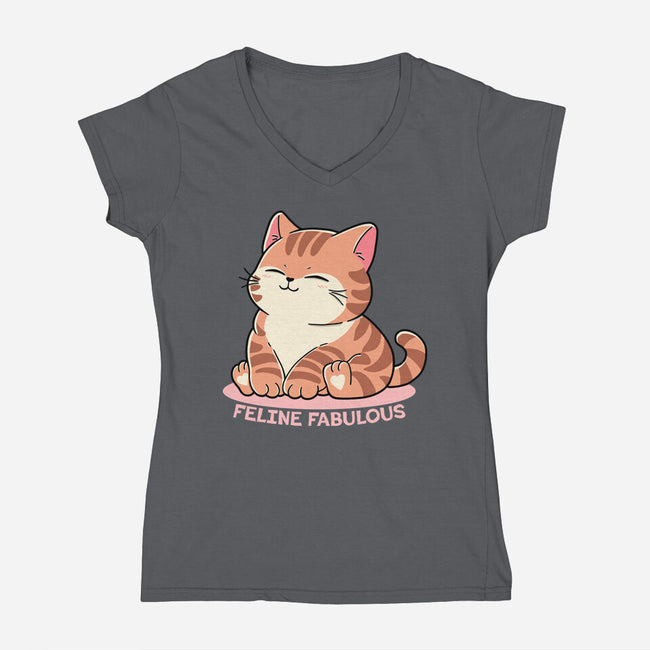 Feline Fabulous-Womens-V-Neck-Tee-fanfreak1