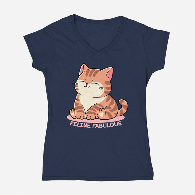Feline Fabulous-Womens-V-Neck-Tee-fanfreak1