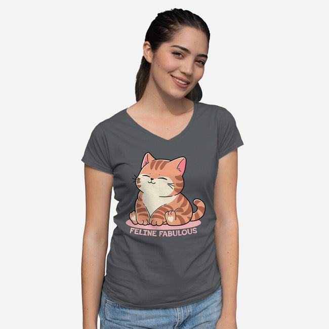 Feline Fabulous-Womens-V-Neck-Tee-fanfreak1