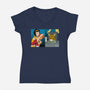 Space Cowgirl Vs Data Dog-Womens-V-Neck-Tee-pigboom