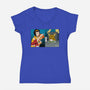 Space Cowgirl Vs Data Dog-Womens-V-Neck-Tee-pigboom