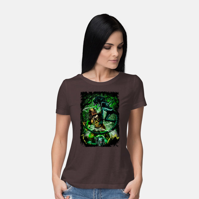 Battle Of Aliens-Womens-Basic-Tee-Conjura Geek