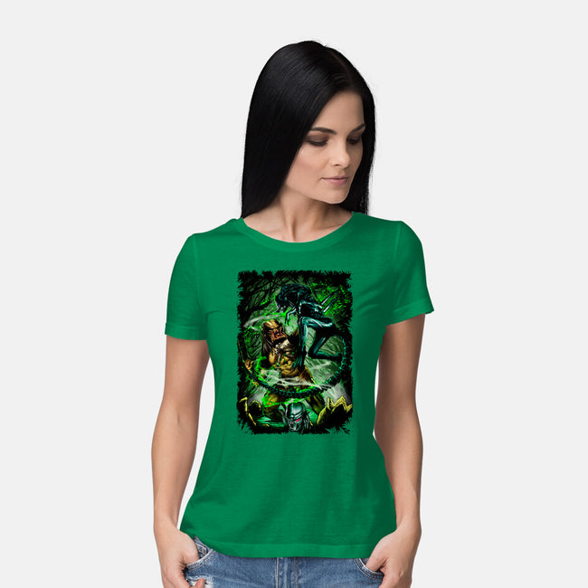 Battle Of Aliens-Womens-Basic-Tee-Conjura Geek