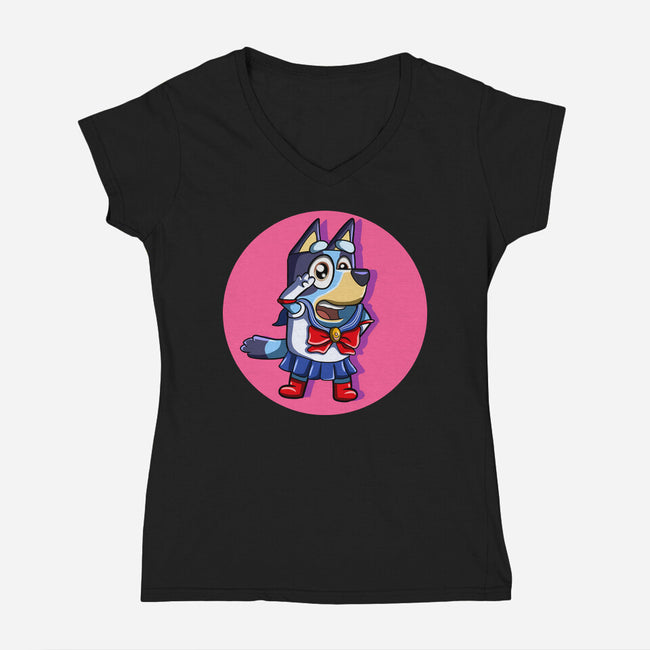 Sailor Bluey-Womens-V-Neck-Tee-nickzzarto