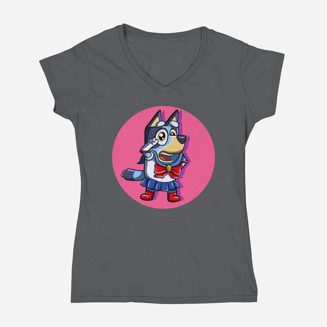 Sailor Bluey-Womens-V-Neck-Tee-nickzzarto