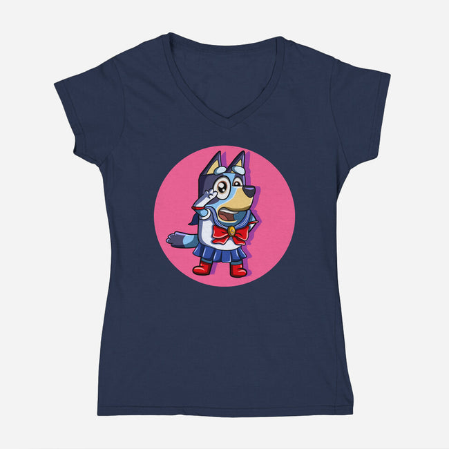 Sailor Bluey-Womens-V-Neck-Tee-nickzzarto