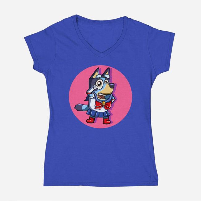 Sailor Bluey-Womens-V-Neck-Tee-nickzzarto