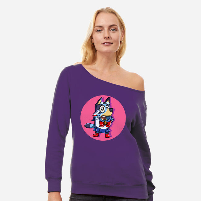 Sailor Bluey-Womens-Off Shoulder-Sweatshirt-nickzzarto