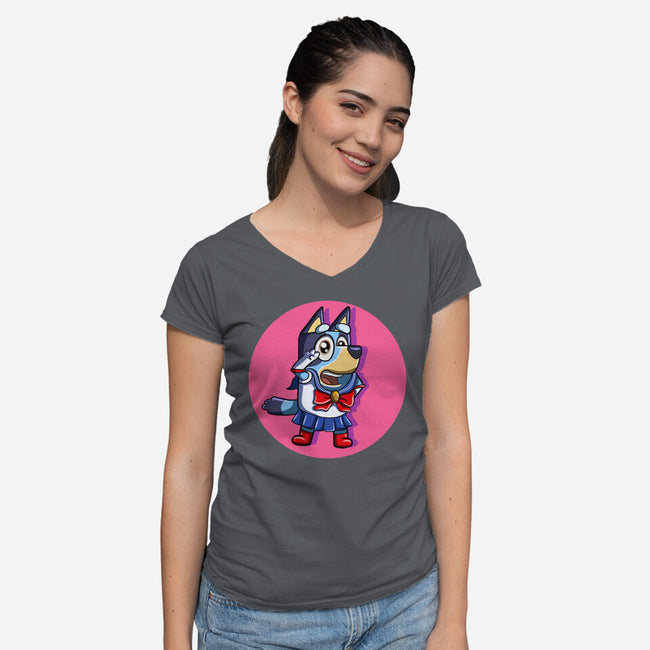 Sailor Bluey-Womens-V-Neck-Tee-nickzzarto