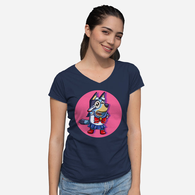 Sailor Bluey-Womens-V-Neck-Tee-nickzzarto
