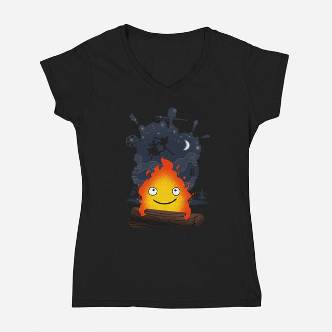 Walking Castle-womens v-neck tee-vp021