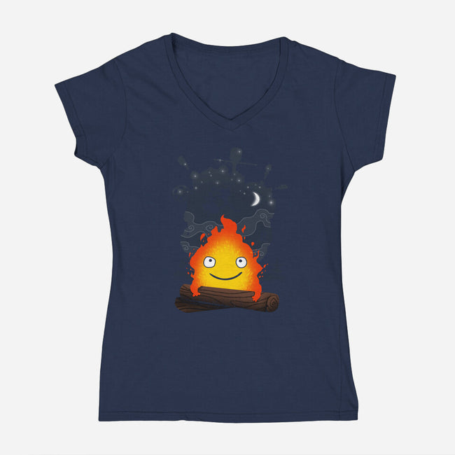 Walking Castle-womens v-neck tee-vp021