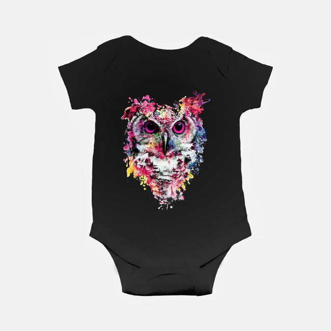 Watercolor Owl-baby basic onesie-RizaPeker