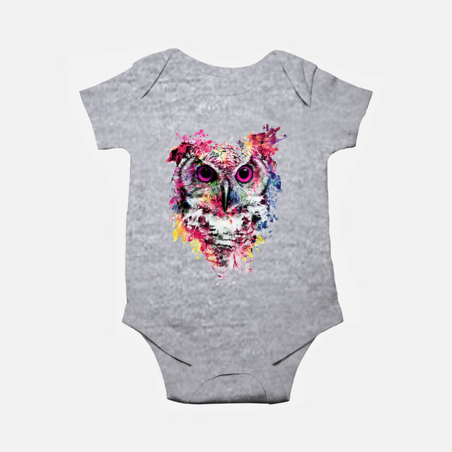 Watercolor Owl-baby basic onesie-RizaPeker