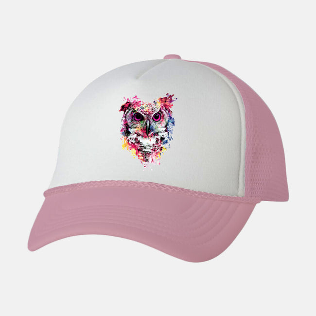 Watercolor Owl-unisex trucker hat-RizaPeker