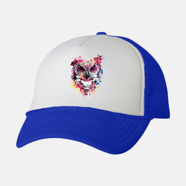 Watercolor Owl-unisex trucker hat-RizaPeker