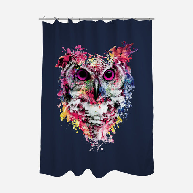 Watercolor Owl-none polyester shower curtain-RizaPeker