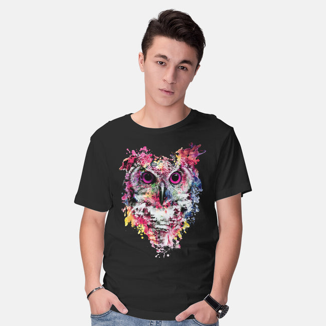 Watercolor Owl-mens basic tee-RizaPeker