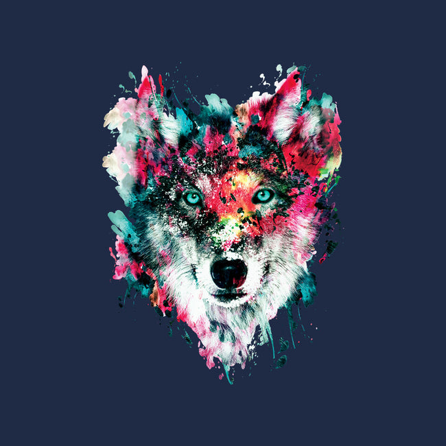 Watercolor Wolf-none drawstring bag-RizaPeker